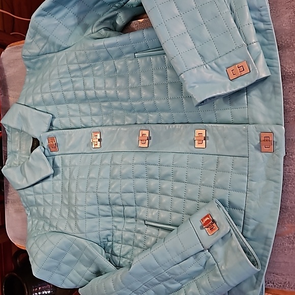 SienaStudio Turquoise Leather Jacket size Small - Picture 14 of 14